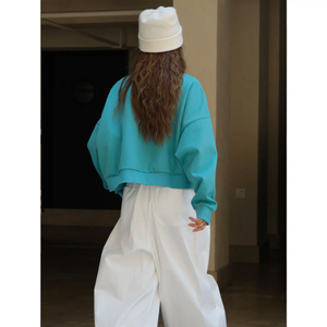 Logo personnalisé de haute qualité en coton à manches longues pour femmes sweat-shirt respirant durable uni dames tenue décontracté pour l'hiver - Product Image 4