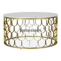 Plateau en marbre décoratif couleur laiton centre de table en métal fantaisie table ronde avec support doré de qualité supérieure en marbre blanc