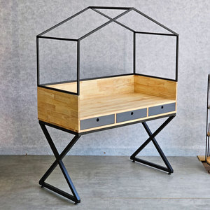 House-Shape <b>Folding</b> Wooden <b>Desk</b> with Storage for Home Office Hotel Workshop-120x60cm - Product Image 4