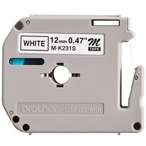 Cinta Adhesiva para Etiquetas Brother P-Touch M-K231S Blanca/Negra, 12 mm x 4 m, Cinta Adhesiva para Oficina - Product Image 1