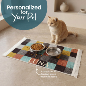 Yakut Non Slip Pet Feeding Mat Washable Custom Dog Cat Bowl Floor Mat Low Pile Personalized Pet Food <b>Placemat</b> OEM ODM - Product Image 2