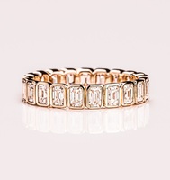 Anillo de Eternidad con Incrustaciones de Esmeraldas Cultivadas en Laboratorio, Corte Esmeralda, Sin Níquel, 2CTW, Plata de Ley 925 con Baño de Oro Rosa, Anillo de Boda Romántico