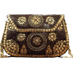 กระเป๋าเงินออกแบบตอนเย็นพร้อมส่งสีเงินโมเสกทองเหลืองเรซิ่นพร้อมโลหะงานฝีมือสุดหรู - Product Image 5