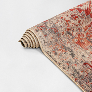 Alfombra Turca Vintage Art Deco con Medallón, Estilo Tradicional Desgastado, Lavable, Plegable, de Pelo Corto, Fabricante OEM ODM - Product Image 4