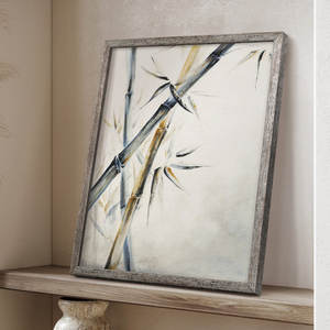 Impression encadrée en bois massif de bambou Impression décorative d'art mural noir - Product Image 4