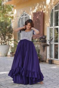 ชุดเลเฮนกา โจลี ดูปัตตา ผ้าปักลายดาว ประดับลูกปัดและเลื่อม งานปักคุณภาพสูง สำหรับฤดูหนาว ยาวคลุมพื้น แห้งเร็ว สำหรับผู้หญิง - Product Image 3