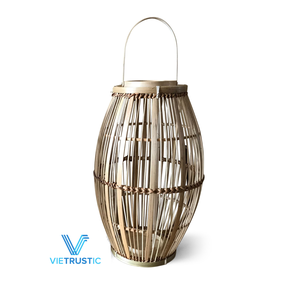 Best Selling Bamboo Rattan <b>Lantern</b> with Handle for Indoor Outdoor Home Decoration - Product Image 2