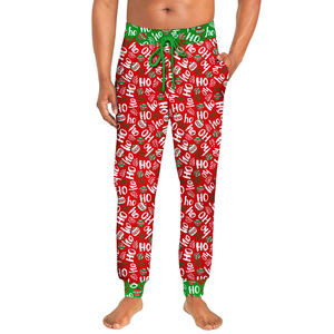 Pantalones de chándal navideños de poliéster para hombre, pantalones de chándal navideños acogedores, pantalones cálidos para correr, ropa de descanso de invierno - Product Image 1