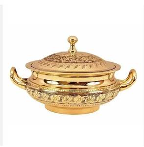 Copper Plated Metal Hotpot With Brass Handle Hammered Cooking Pot Prefect <b>For</b> Wedding Hotels Tabletop <b>Food</b> <b>Warmer</b> - Product Image 3