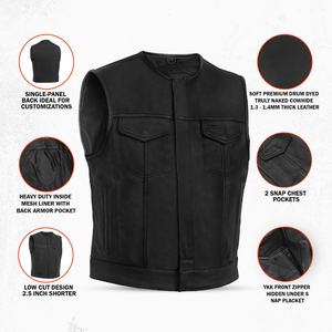 Gilet en cuir pour motard de haute qualité pour hommes, coupe-vent, imperméable, respirant, perforé, pour la saison estivale - Product Image 3