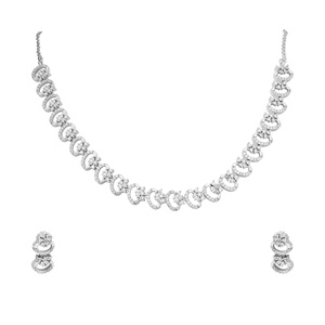 Daisy Delight American Diamond <b>Choker</b> Necklaces Set Elegant Fine Jewelry for Weddings and Gifts - Product Image 3