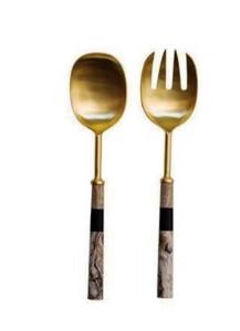 เซิร์ฟสลัดสเตนเลส2ชิ้นด้ามเรซินสีขาวหรือชุดช้อนสำหรับงานแต่งงาน - Product Image 2