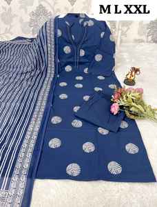 Traditional Heavy Cotton Hand Worked Fancy Design Work <b>Kurti</b> with Dupatta Set for Women Beautiful Neck in Stock Made in India - Product Image 2