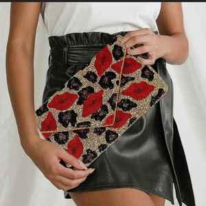 Achat Qualité Supérieure Sauvage Bisous Perlé Léopard Rouge Lèvres Bandoulière Chaîne Pochette - Product Image 4