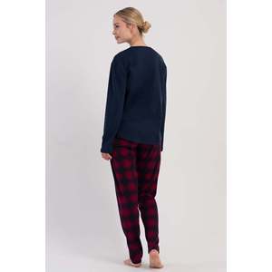 Ensemble de pyjama ovale en interlock à col rond et manches longues pour femme - Bleu marine - Bleu marine - Product Image 5