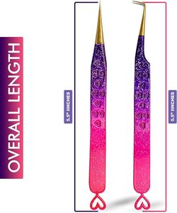 Gran oferta, pinzas de extensión de pestañas de acero inoxidable sostenible de Color Ombre, pinzas de diseño de corazón CNC con embalaje de caja magnética - Product Image 3