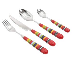 Ustensiles de cuisine Couverts en acier et métal Couverts couleur personnalisée Cuillère à café et fourchette au fini argent pour table à manger - Product Image 2