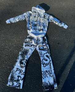 ชุดวอร์มลายกราฟิกโอเวอร์ไซส์สำหรับผู้ชายชุด100% 65% ผ้าฝ้าย35% โพลีเอสเตอร์ (ขนแกะ) 280กับ300กรัมตามสั่ง - Product Image 1