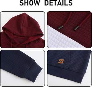 เสื้อมีฮู้ดแบบสวมหัวสำหรับใส่ในสตรีทแวร์ผ้าฝ้าย100% พิมพ์ลายดิจิตอลผ้าปะติดดีไซน์เป็นกรดสีล้วนด้านหน้าเป็นเส้น - Product Image 4