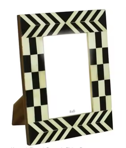 Marco de Fotos Personalizado Hecho a Mano con Incrustaciones de Hueso Ecológico, Corte Troquelado, Impresión, Orientación Vertical de Sobremesa, Forma de Media Luna - Product Image 5