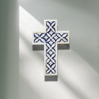 Croix murale en os incrusté de nacre de haute qualité, design moderne fait main, éco-responsable, multi-pièces, décoration intérieure, mariage, Jérusalem