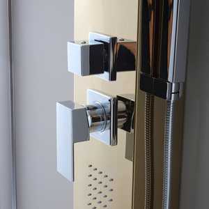 Panel de Ducha Dorado de Diseño Moderno con Hidromasaje H 150cm, Conjuntos de Baño - Product Image 4