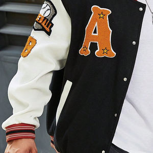 แจ็กเก็ตเบสบอลมหาวิทยาลัยสีตัดกันทรงหลวมสำหรับผู้ชายดีไซน์ใหม่ล่าสุดสวมใส่ง่าย - Product Image 6