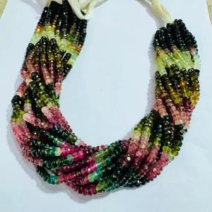Perles en vrac de tourmaline naturelle de qualité AA, facettées en rondelles de 4 mm, multicolores, certifiées par un tiers, pour la fabrication de stylos, 15,5 pouces - Product Image 4