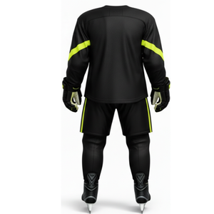 Uniforme de Hockey sobre Hielo Negro y Amarillo Lima Más Vendido - Ropa Deportiva con Vista Frontal y Trasera, Jersey Profesional de Equipo en Neón - Product Image 2