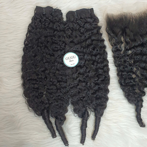 GUGU HAIR 100% Extensions de cheveux humains vierges vietnamiens Machine à double trame Loose Deep Wave Bundles in Nature Color Jerry Loose - Product Image 2