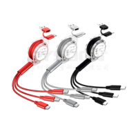 Cable USB Retráctil 5 en 1 con Logotipo Personalizado, Cable de Carga Rápida USB 4 en 1, Cable de Datos USB, Cable Cargador para Teléfono Móvil 6 en 1
