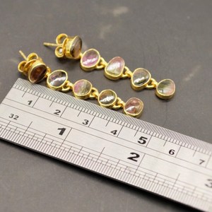 ต่างหูหยดน้ำทัวร์มาลีนสีเขียวสีชมพู925เงินสเตอร์ลิงต่างหูหินประจำเดือนมาแล้วของขวัญเครื่องประดับชุบทองสำหรับเธอ - Product Image 3