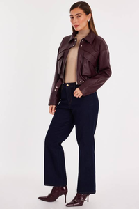 New Women Cow Skin Leather <b>Jacket</b> Zipper Regular Winter Black Slim Casual Motorcycle Knitted Coat - Product Image 6