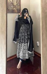 Elegante última moda pakistaní vestido Anarkali Salwar Kameez Dupatta conjunto pesado Faux Georgette hilo largo fiestas de lujo - Product Image 4