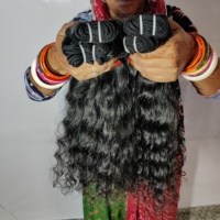 Machine Double Trame Donateur Unique Cheveux Humains Indiens Cuticule Aligné Brut Ondulé En Gros Faisceau Ondulé Styles De Vague D'eau Extensions Vierges