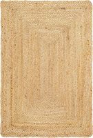 Tapis d'intérieur réversible en jute tressé à la main, style ferme, 4x6 pieds, à poils moyens et fins, avec envers en jute, logo personnalisable, MORE Natural