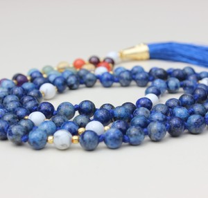 Haute qualité 7 Chakra Yoga bijoux faits à la main 108 noué Mala perles Lapis Lazuli artiste indien colliers de perles pour les fêtes de cadeaux - Product Image 4