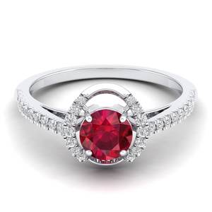 Bague de fiançailles REYES en or rose 14 carats avec diamant rond taille brillant et rubis de 0,84 carat, cadeau pour femme - Product Image 5