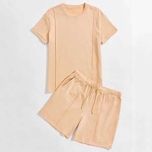 100% ensembles de shorts en coton biologique pour hommes ensemble de serviettes hommes t-shirt et shorts éponge éponge courts hommes shorts et t-shirts ensembles - Product Image 1