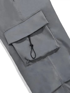 Haute qualité 100% coton hommes décontracté Cargo pantalon ample surdimensionné plat avant avec Hip Hop Style multi-poches pour Streetwear - Product Image 5