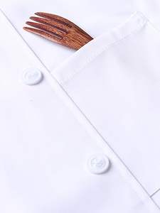 เสื้อแจ็คเก็ตพนักงานทำความสะอาดแขนสั้นมีปกแบบมืออาชีพสำหรับโรงแรมและร้านอาหารสามารถปรับแต่งสีและโลโก้ได้ - Product Image 3