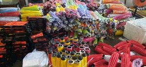 Hanging <b>Bamboo</b> Silk Fabric <b>Lantern</b> - Beautiful and Eco-friendly Silk <b>Lanterns</b> With Floral Design and Wooden Handle - Product Image 3