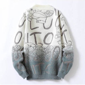 <b>Mens</b> Knit <b>Cardigan</b> Turtleneck <b>Sweater</b> with Embroidery 100% Wool Customized Color High Neck Winter - Product Image 2