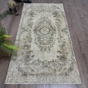 Tapis turc 3,4 x 6,8 pieds, tapis d'appoint vintage, tapis oriental en laine gris et noir - Product Image 1
