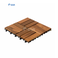 Einfach zu installierende 12 Lamellen Interlocking Acacia Wood Decking Fliesen 300x30MM Effiziente Entwässerung Verwendung für drinnen und draußen