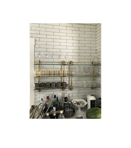 Antique finish brass <b>shelves</b> racks with detailed craftsmanship ideal for vintage inspired stylish interiors - Product Image 4