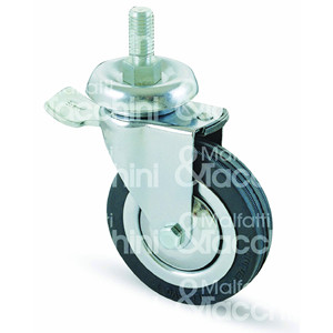 Rubber wheel <b>Art</b>. 155/BIS B steel support, chromed <b>pin</b> and brake - Product Image 1