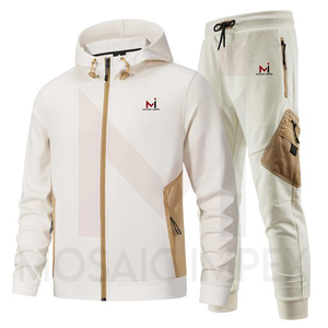 Mosaic Impex Winter Venta caliente productos gris negro y rojo Combo Conjunto de dos piezas Traje de hombre Zip Up Sweat suit Fleece Chándal - Product Image 4
