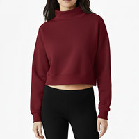 Sudadera de invierno personalizada para mujer, de manga larga, corte holgado, cuello simulado, estilo casual lavado