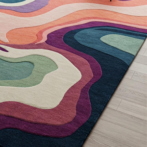 พรมขนสัตว์รูปทรงสี่เหลี่ยมผืนผ้า งานฝีมือศิลปะสมัยใหม่ สีสันสดใส ลวดลายนามธรรม สำหรับตกแต่งพื้นห้องนั่งเล่น ตกแต่งบ้าน และปิกนิก - Product Image 2
